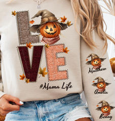 LOVE Scarecrow mama w/ sleeve names long sleeve shirt