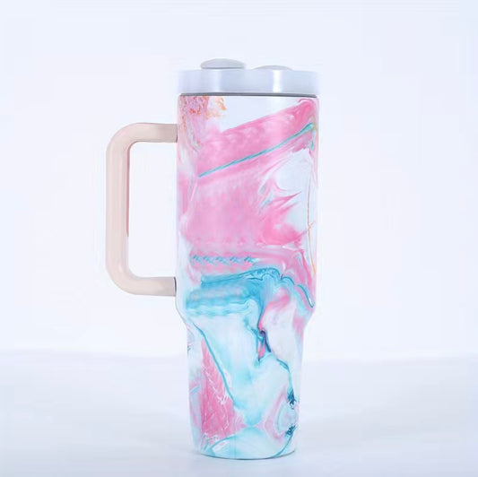 40oz Pink and Blue water color tumbler